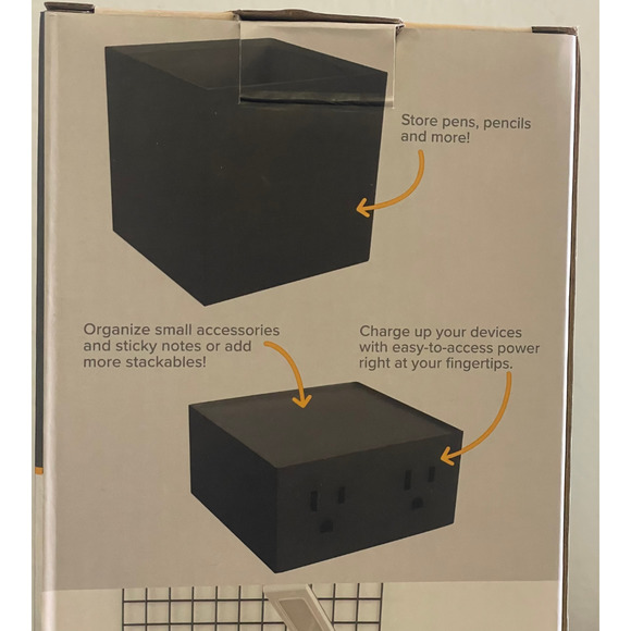 Konnect Stackable Desk Organizer + Charging Power Expansion Kit  Plastic Black - Picture 7 of 8